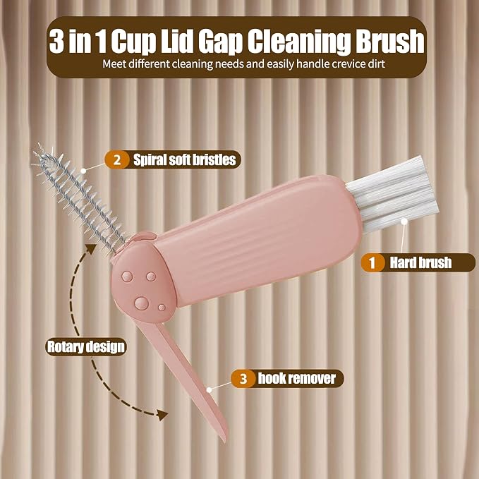 3 in 1 Cup Lid Gap Cleaning Brush Multifunctional Bottle Cleaning Brush - Image 4
