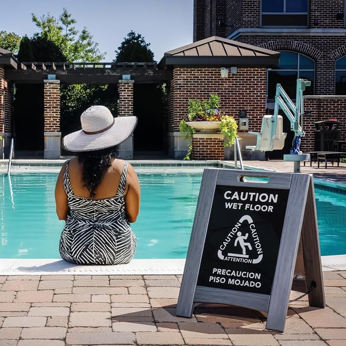 Premium Outdoor Composite Caution Wet Floor Sign – Bilingual w/Non-Skid Plastic - Image 9