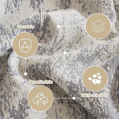 MEETSKY Couch Cover for Sectional Sofa Set Abstract Geometric Chenille Sofa Cover Washable for Dog Friendly, Couch Cover 3 Seat Couch Protector Multi-Use Blanket for Living Room, 91"x150", Light Grey