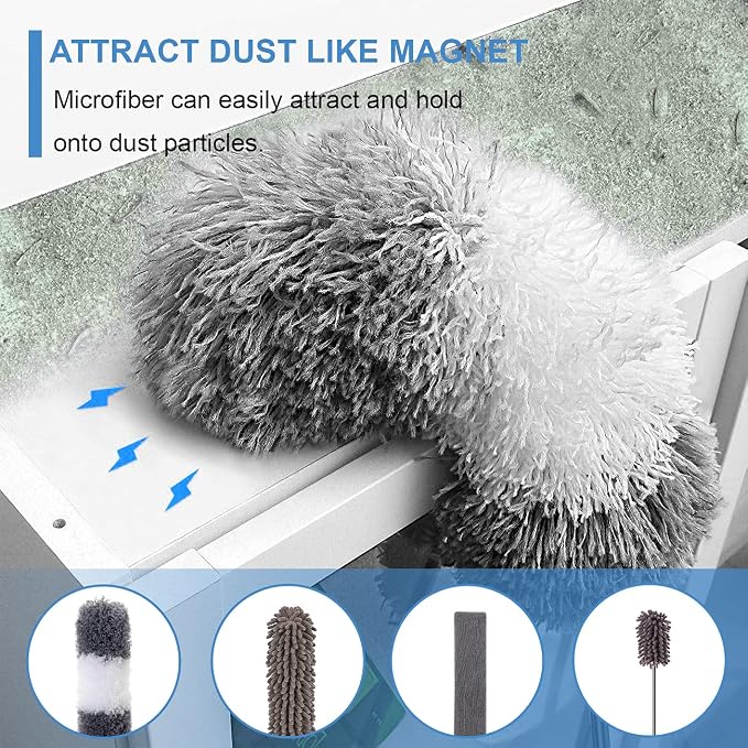 Microfiber Duster Kit for High Ceiling, Extendable Dusters for Cleaning - Image 3