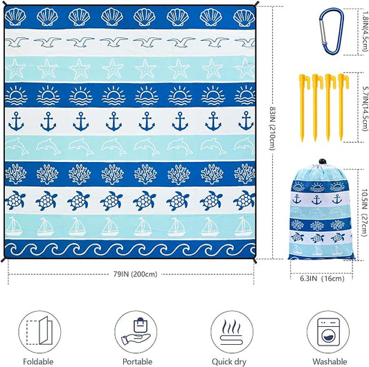 HIHOHO Beach Blanket Waterproof Sandproof Extra Large Beach Mat 79" X - Image 2