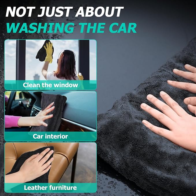 Microfiber Towels For Cars 2-Pack Car Drying Towel 1300 Gsm Ultra-Large Soft - Image 7