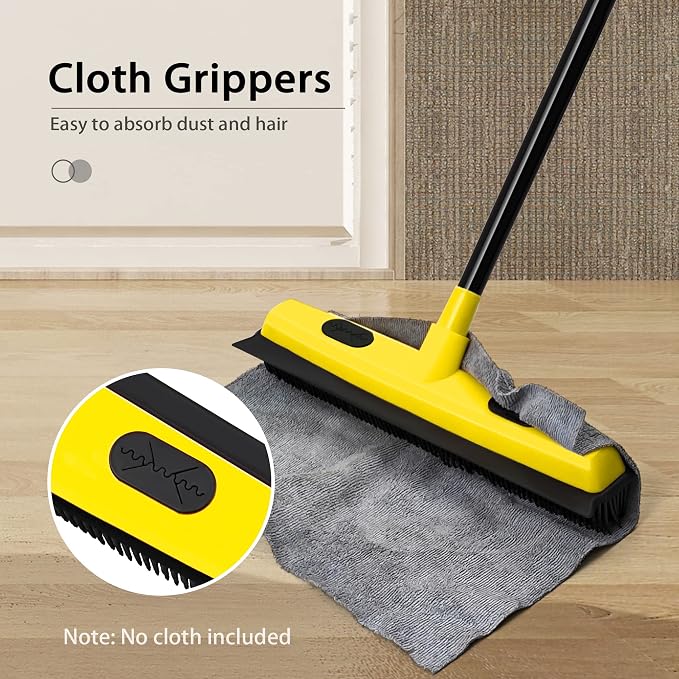 JEHONN Rubber Broom with Squeegee, Pet Hair Remover 52.8 inches Long Handle - Image 3