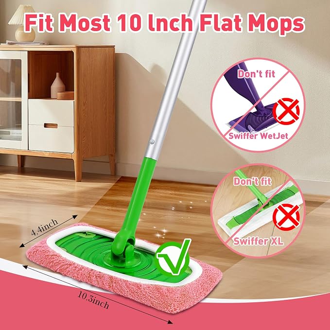 8Pcs Pink Reusable Mop Pads, Microfiber Mop Pads Compatible - Image 2