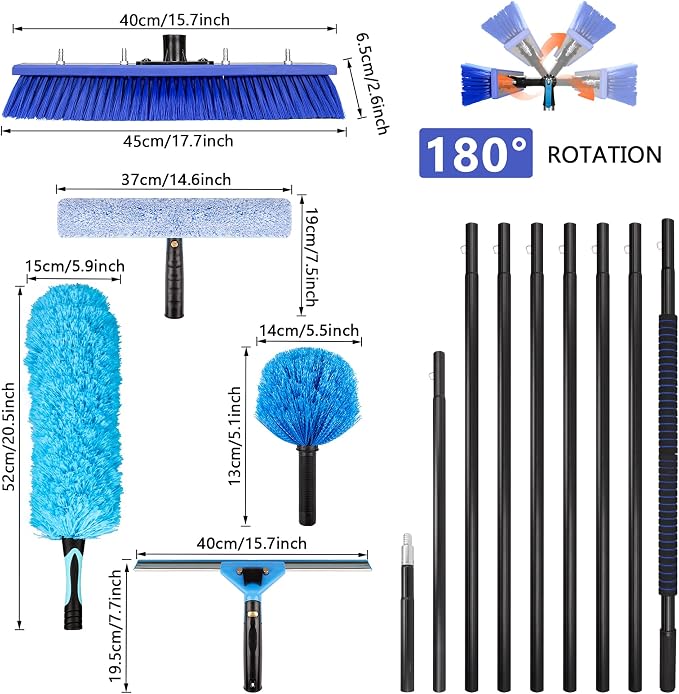 26FT Window Cleaning Brush Kit, 4-26ft Adjustable Water Fed Pole Kit, Solar - Image 7