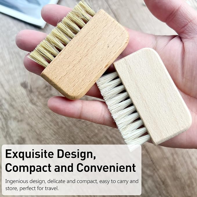Natural Beech Wood Nail Brush Non-Slip Hand and Toenail Cleaning Brush Compact - Image 4