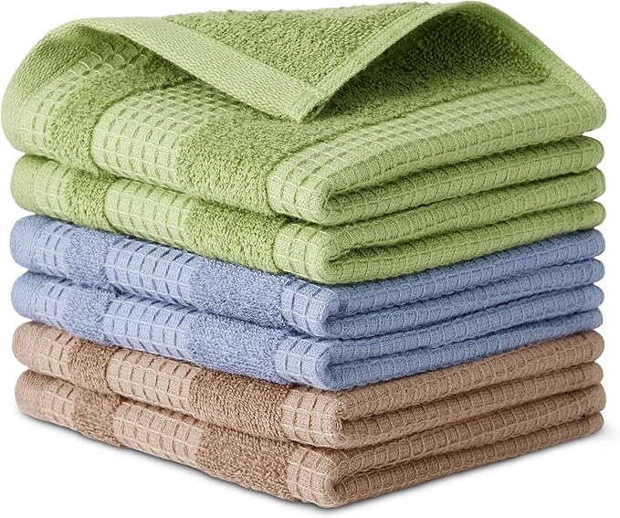 Amazon Basics Organic Cotton Waffle Weave Kitchen Dish Cloths, Ultra Absorbent by AmazonBasics