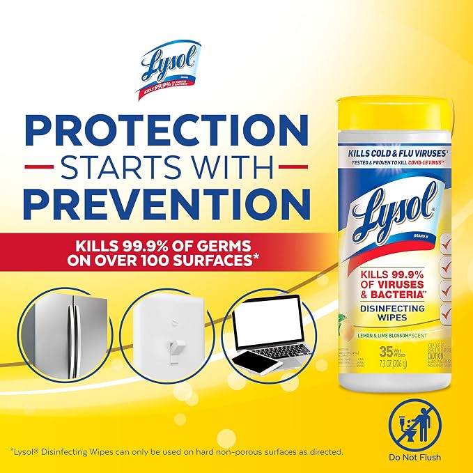 Lysol Disinfectant Wipes, For Disinfecting, Deodorizing, and Cleaning, Lemon & - Image 5