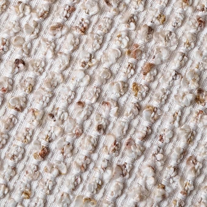 Striped Throw Pillow Covers 22x22 Set of 2 Beige Textured Boucle Chic Morden Boho Accent Farmhouse Square Decorative Couch Pillow Covers for Home Decor Bed Sofa Living Room