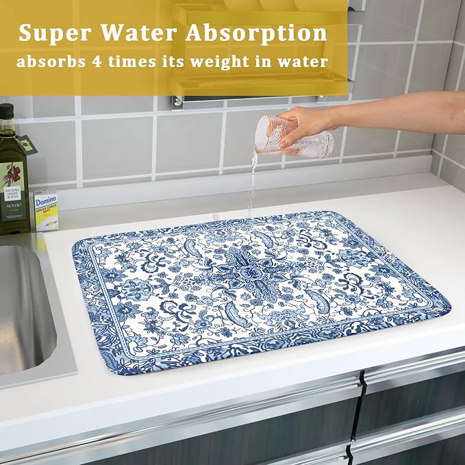 Chinoiserie Floral Dish Drying Mat - Image 6