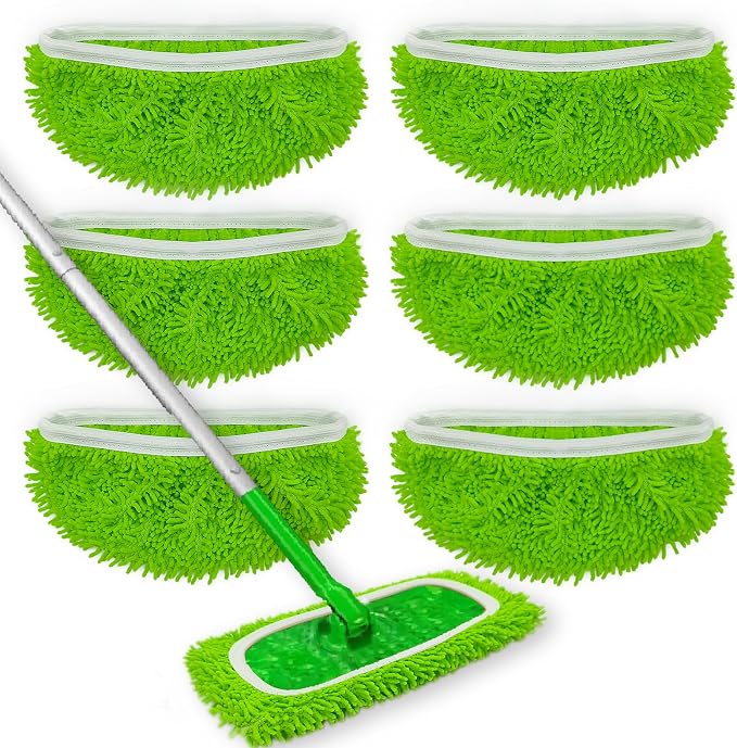 6Pack Reusable Microfiber Mop Pads by Cleanwithoutthehassle