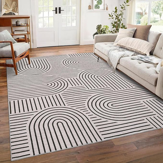 Washable Rug 9x12 Area Rugs for Living Room, Abstract Rug for Bedroom, Soft by ROYHOME