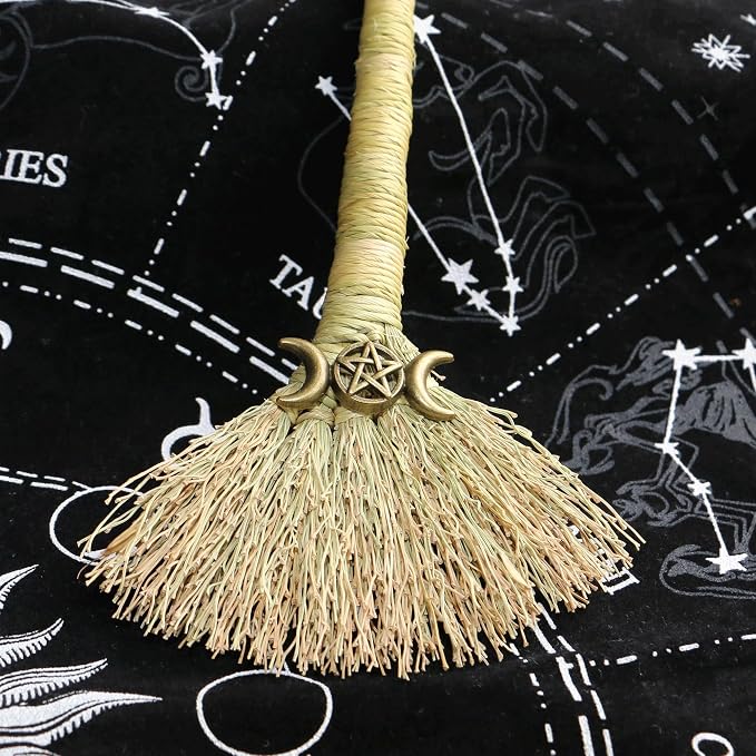 Witch Altar Mini Broom with Crystal and Triple Moon Decor - Image 4
