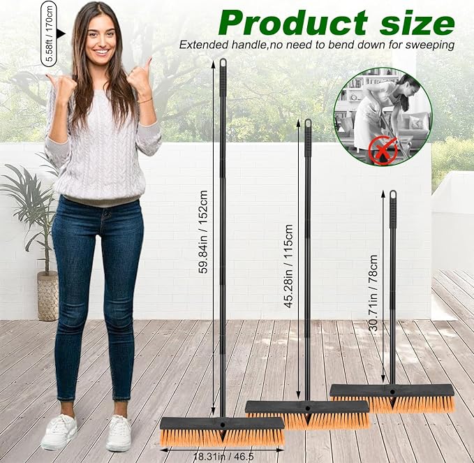 18 Inches Push Broom Outdoor- Heavy Duty Commercial Broom - Image 2
