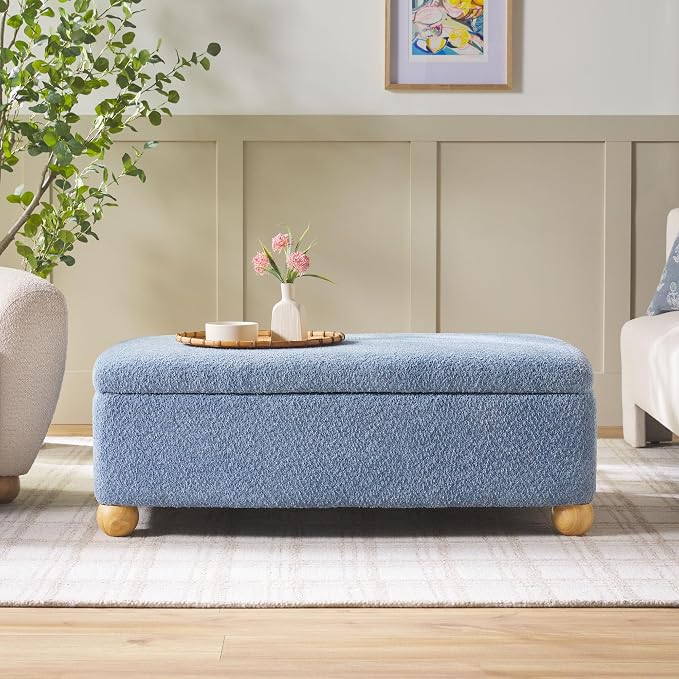 Walker Edison Linley Contemporary Large Storage Bouclé Ottoman by WalkerEdison