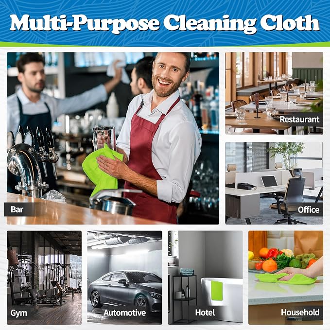 FIXSMITH Microfiber Cleaning Cloth, Shop Towels Bulk, 24 Pack Green Microfiber - Image 7