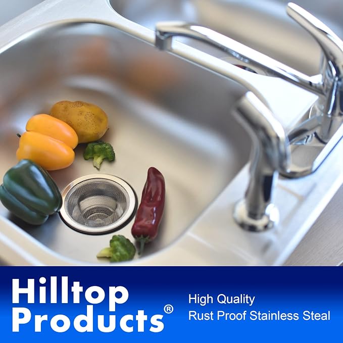 2 Pack - 4.5" Top / 3" Mesh Basket - Kitchen Sink Drain Strainer Stainless - Image 3