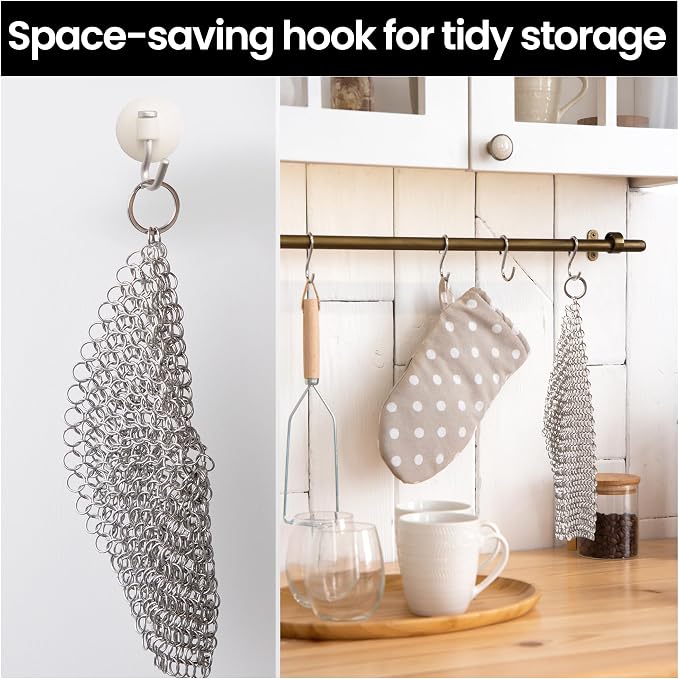 TOPULORS 316 Stainless Steel Cast Iron Skillet Cleaner Scraper Chain Link - Image 10
