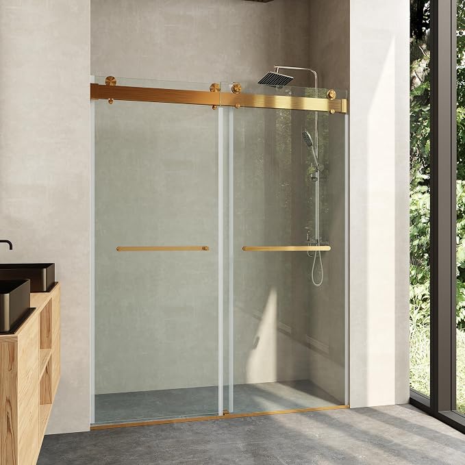 Frameless Soft Close Shower Door, 76 "H, 3/8" Clear Tempered Glass, Double - Image 9