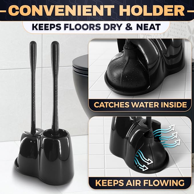 2-in-1 Black Toilet Brush and Plunger Set - Image 8