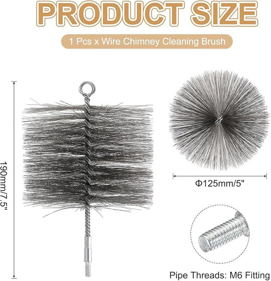 PATIKIL 5" Wire Chimney Cleaning Brush, Stainless Steel Round Chimney Sweep - Image 2