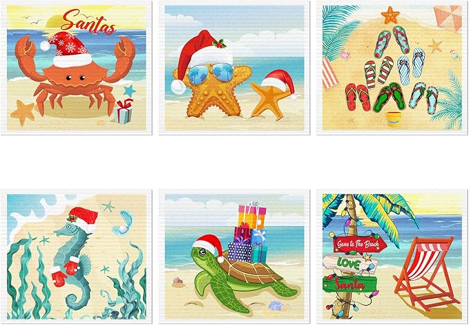 6 Pcs Swedish Kitchen Dish Towels Kitchen Cloths Reusable Sponge Cleaning by Remagr