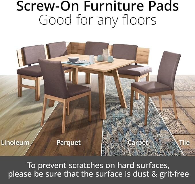 Chair Glides X-PROTECTOR – 8 PCS 1" Furniture Glides – Screw-On Chair Sliders – - Image 4
