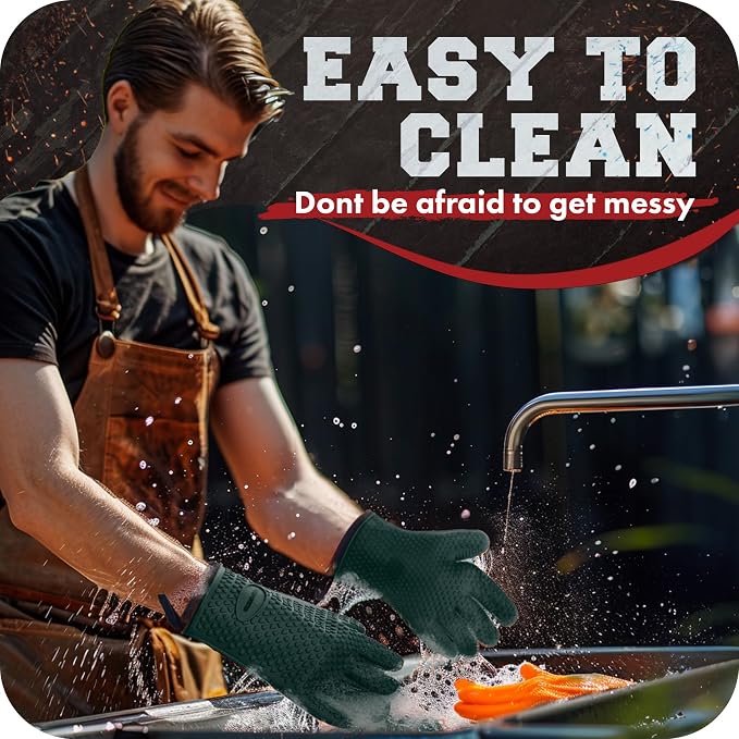 Kitchen perfection Silicone Smoker Oven Gloves -Extreme Heat Resistant BBQ - Image 7
