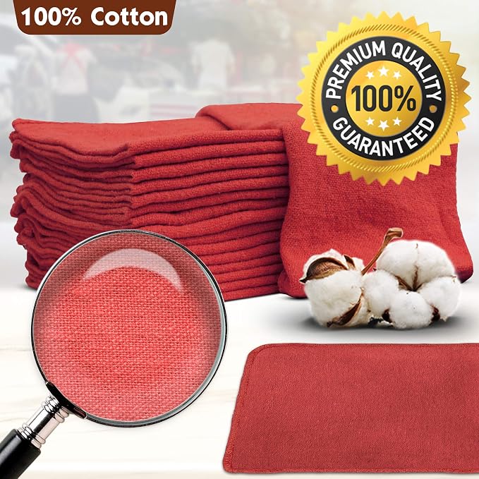 Nabob Wipers Auto Mechanic Shop Towels 25 Pack Bulk Shop Rags 100% Cotton Size - Image 8