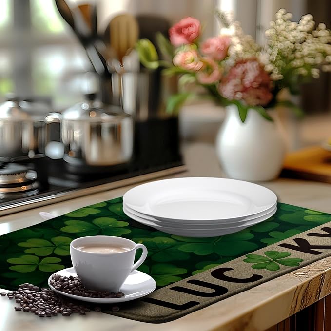St Patricks Day Spring Shamrock Dish Drying Mats St Patrick's Day Dish Mat Cute - Image 6