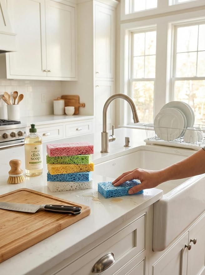 Kitchen Sponges- Heavy Duty Cellulose Scrub Dish Sponge - Image 3