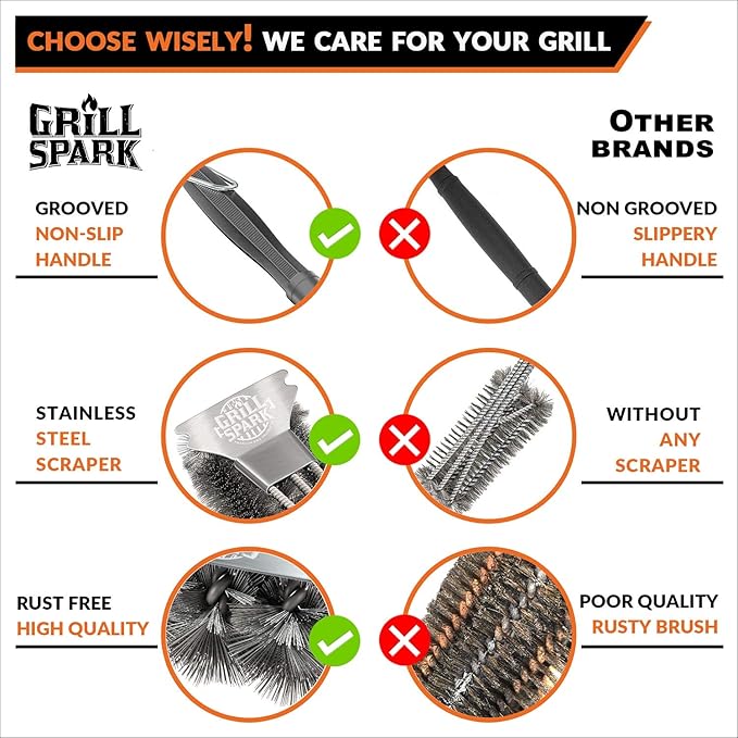BBQ Grill Brush and Scraper 18" | Stainless Steel Cleaning Brush Accessories | - Image 4