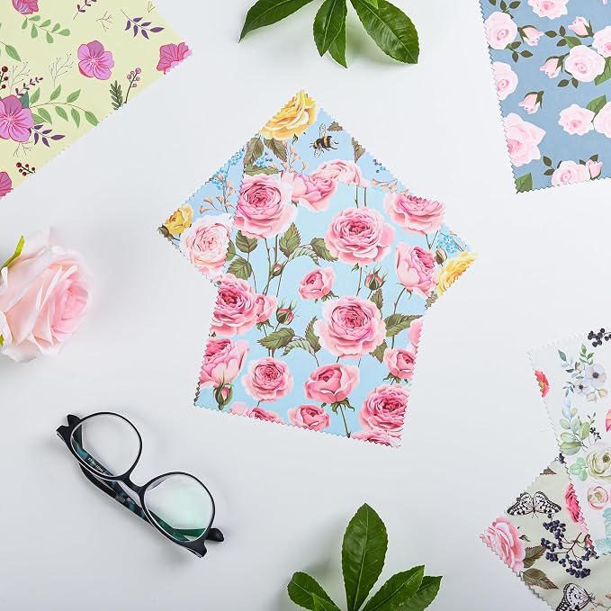 8 Pack Microfiber Cleaning Cloths Multicolor Flower Glasses Cleaning Cloth - Image 4