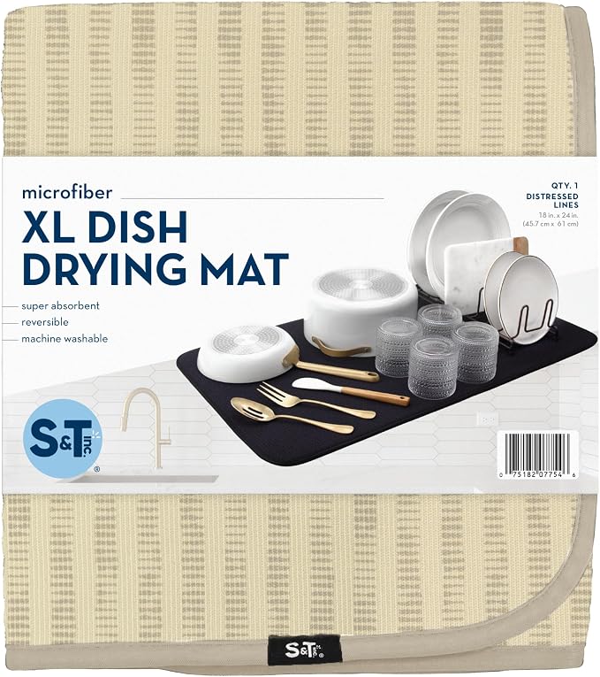 S&T INC. Dish Drying Mat XL, 18” x 24”, Absorbent Microfiber Kitchen Counter Mat - Image 8