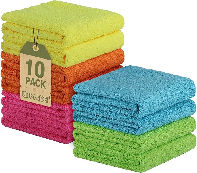 Microfiber Cleaning Cloth, 10 Pack Reusable Microfiber Towels by Unimade
