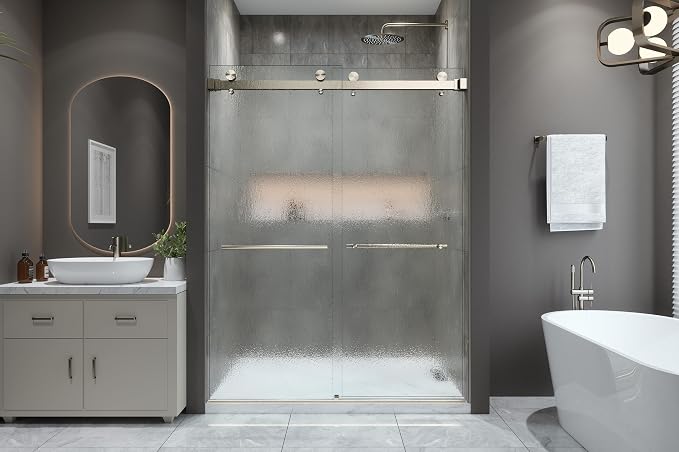 VITRA-200X 56.5-59" W x 78" High 3/8" Twinglide Frameless Shower Door - Image 2