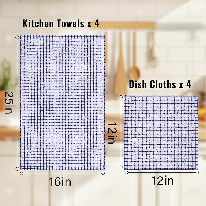 Homaxy Kitchen Towels and Dishcloths Set, 16 x 25 and 12 x 12 Inches, Super - Image 3