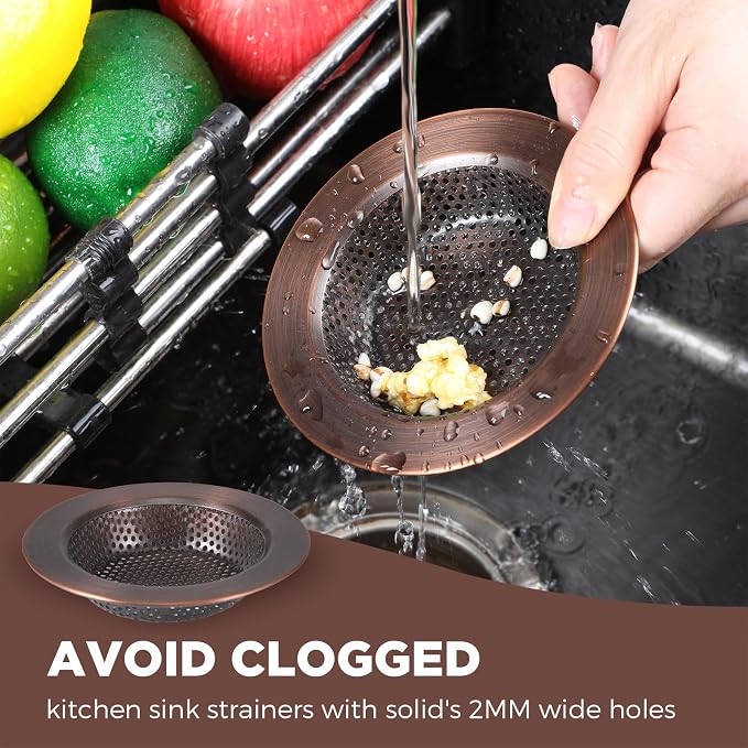 Mudder 3 Pcs Kitchen Sink Drain Strainer and Stopper Stainless Steel Garbage - Image 7