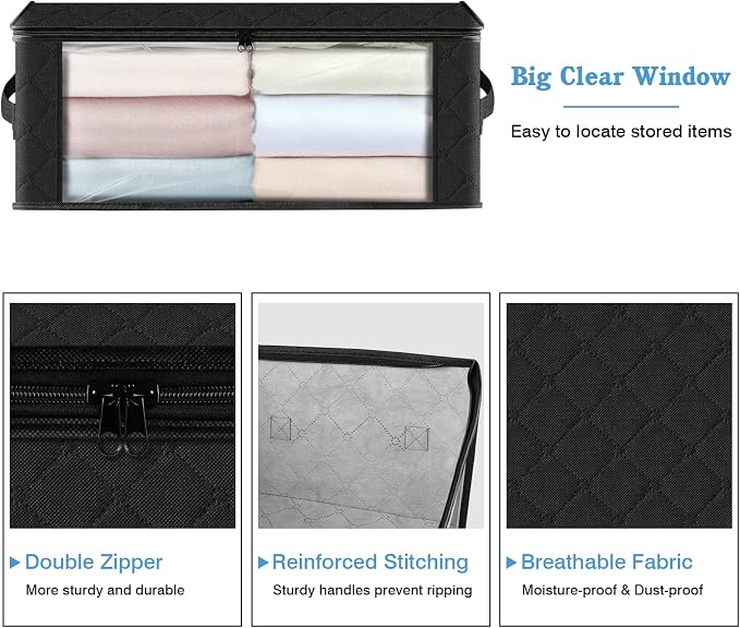 HomeHacks Storage 3-Pack Clothes Organizer Storage Bags Foldable Storage Box - Image 3