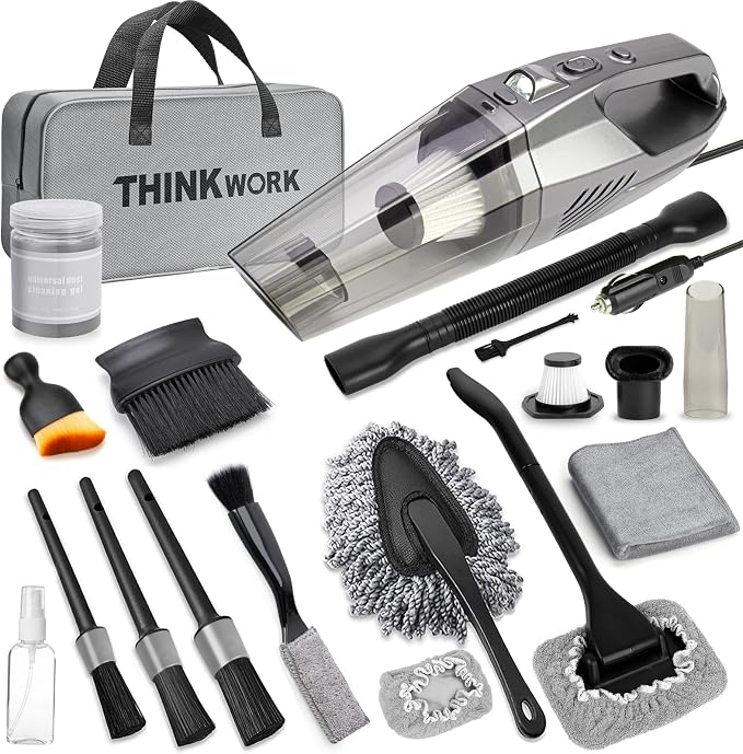 THINKWORK Car Cleaning Kit, Car Vacuum Kit, Including 7Pcs Detailing Brush Set by THINKWORK