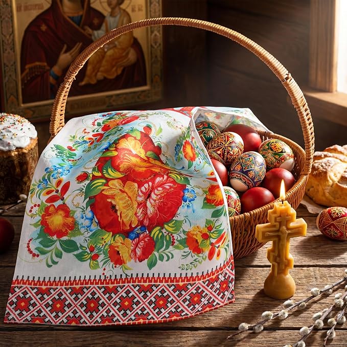Easter Orthodox Pascha Basket Cover Table Decoration Religious 22" Traditional - Image 3