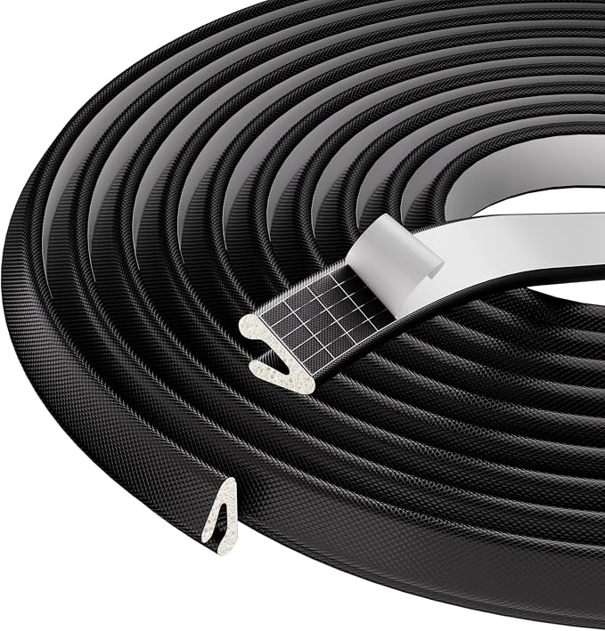 V Shape Foam Weather Stripping Door Frame Seal Strip 2Pcs×26FT Black, Draft by KNEELISA