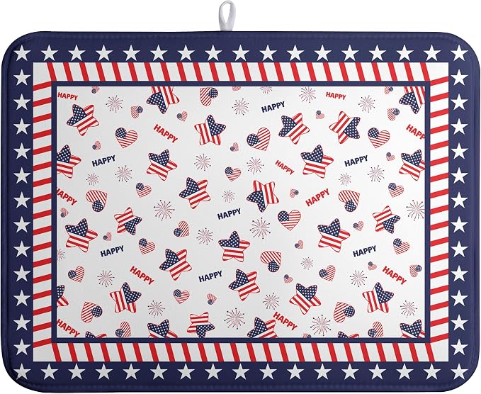 4th of July Dish Drying Mats for Kitchen Counter Patriotic Independence Day by farg