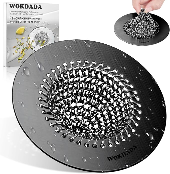 Black Kitchen Sink Strainer, Flippable Mesh Sink Drain Strainer, 304 Stainless by Wokdada