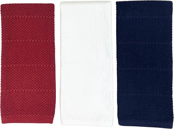 Patriotic Red White Navy Blue Kitchen Hand Dish Towels Oversized 28"x18" - Image 6