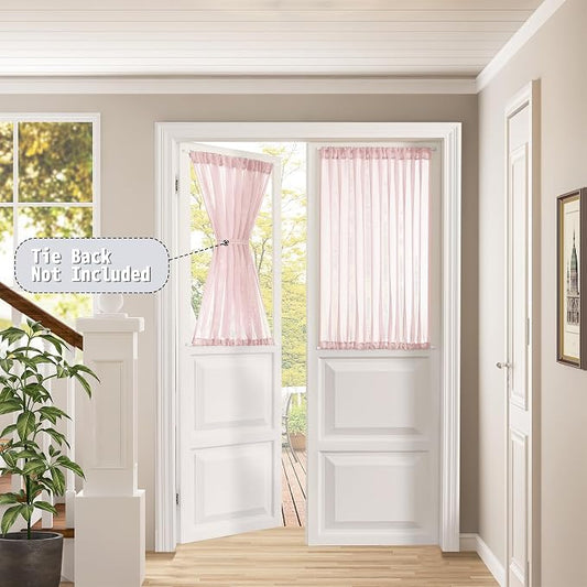 Tollpiz Short Sheer Door Curtains Closet Linen Textured Curtains Sheer Doorway - Image 2