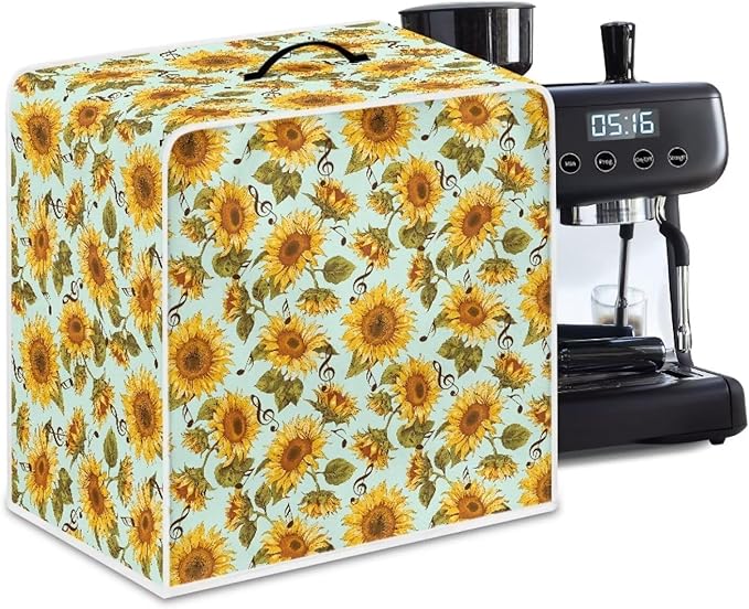 Mumeson Sunflower Blossom Coffee Maker Cover Stand Mixer or Coffee Machine Fingerprint Protection Cover Small Kitchen Machine Cover Fit Multi Kitchen Styles