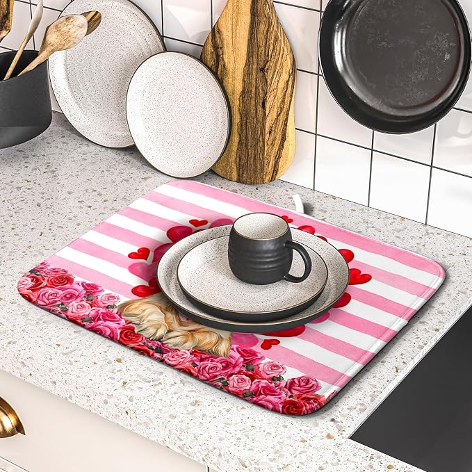 Valentine's Day Dog Dish Drying Mat - Image 5