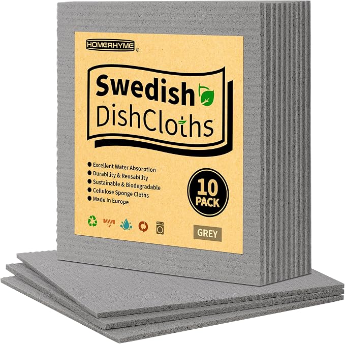 HOMERHYME Swedish Dishcloths, 10 Pack Absorbent Dish Towels by HOMERHYME