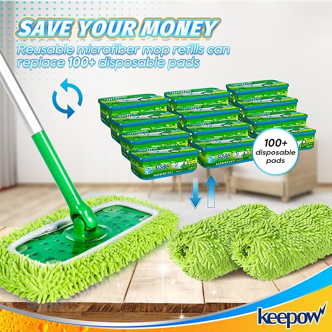 KEEPOW Reusable Microfiber Mop Pads Compatible - Image 8